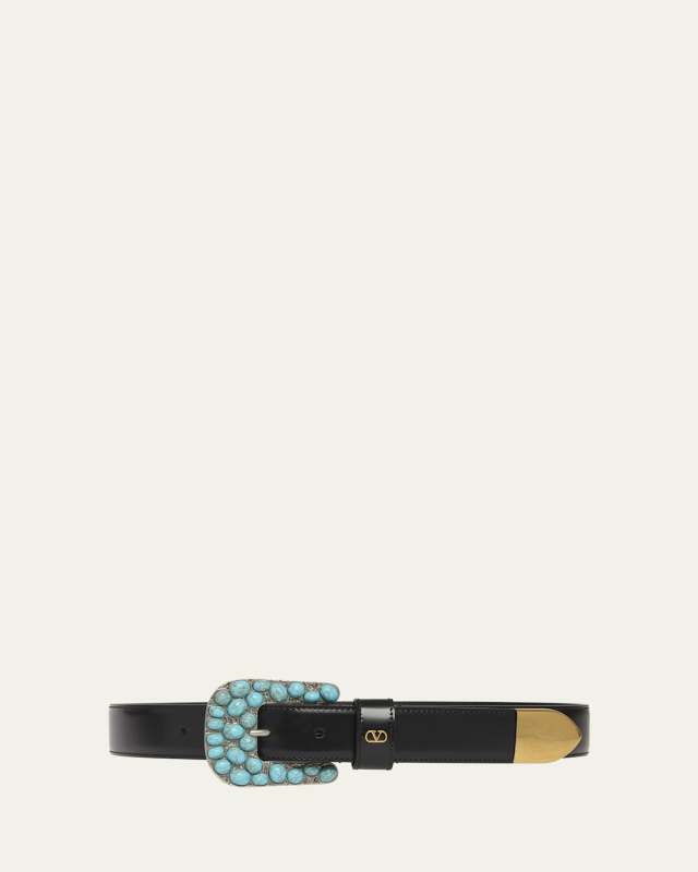 Western-Inspired Brushed Leather Belt,